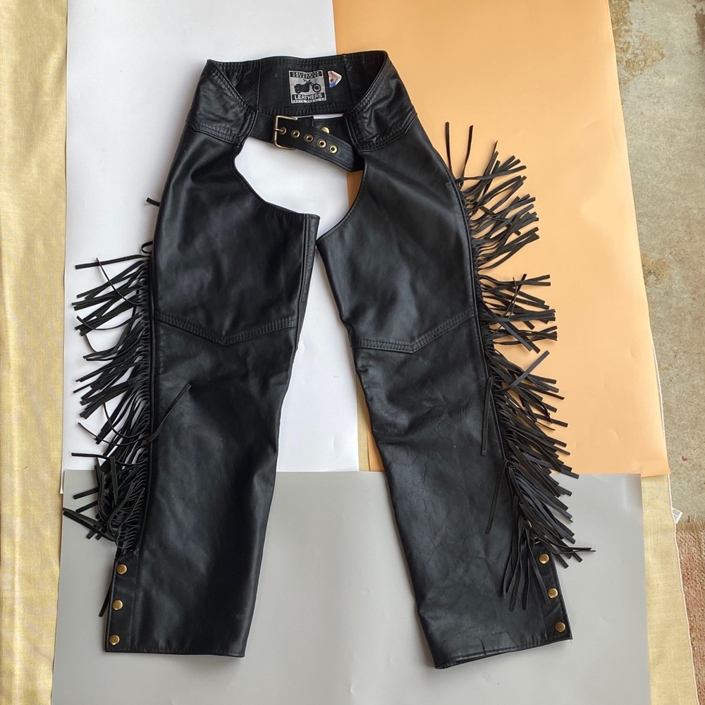 Black Fringe Leather Chaps